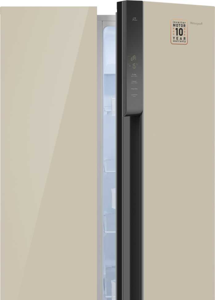 Холодильник Side-by-Side Weissgauff WSBS 500 Inverter NoFrost Beige Glass