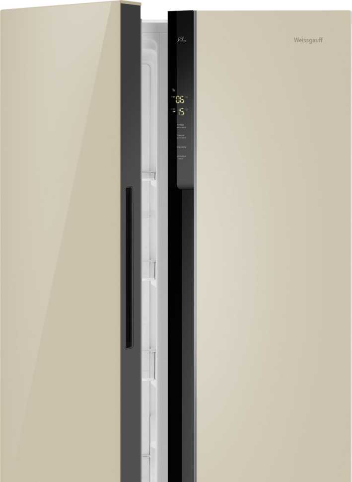 Холодильник Side-by-Side Weissgauff WSBS 500 Inverter NoFrost Beige Glass