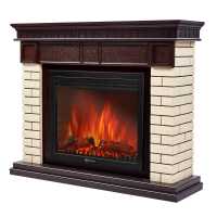 Портал Firelight Bricks 25 камень бежевый, шпон темный дуб