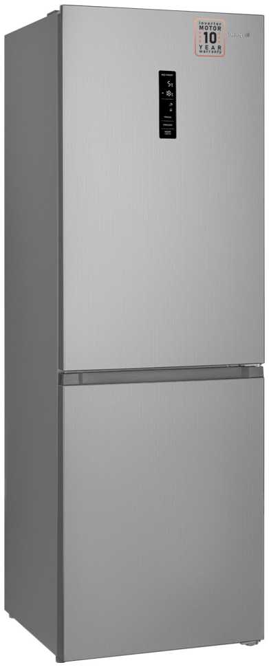 Двухкамерный холодильник Weissgauff WRK 185 Total NoFrost Inverter Inox