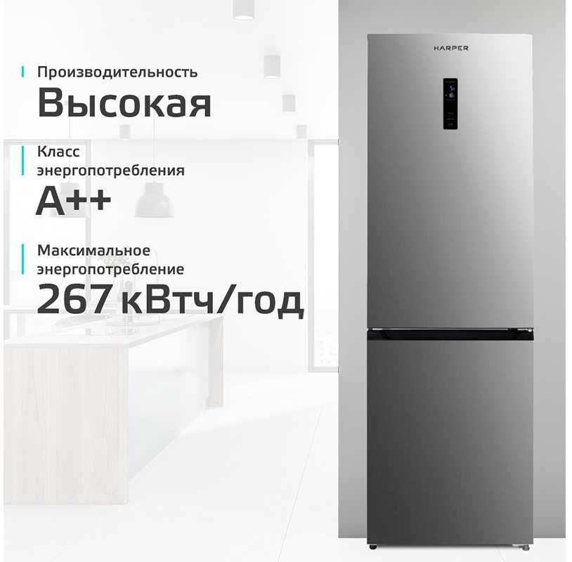 Двухкамерный холодильник Harper RH5559BI нержавеющая сталь