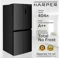 Многокамерный холодильник Harper RH6966BI черное стекло