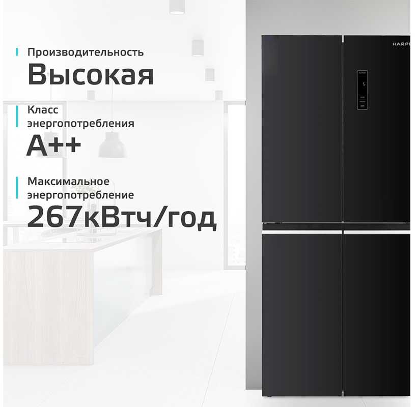 Многокамерный холодильник Harper RH6966BI черное стекло