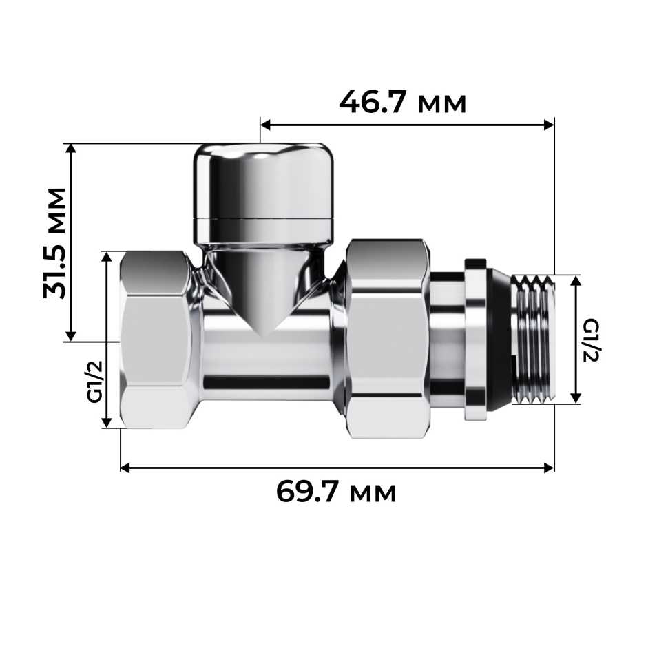 Набор термостатический прямой Royal Thermo Design 1/2"М30х1,5 (Хром)