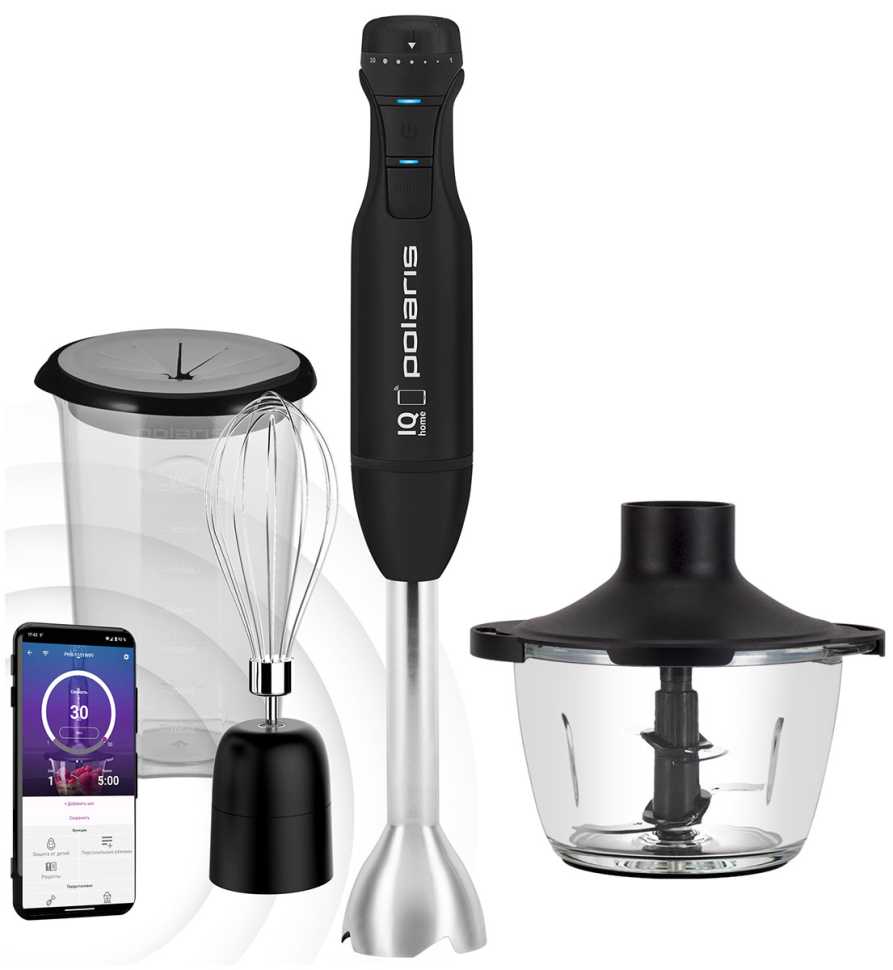 Погружной блендер Polaris PHB 1551 WIFI IQ Home, черный