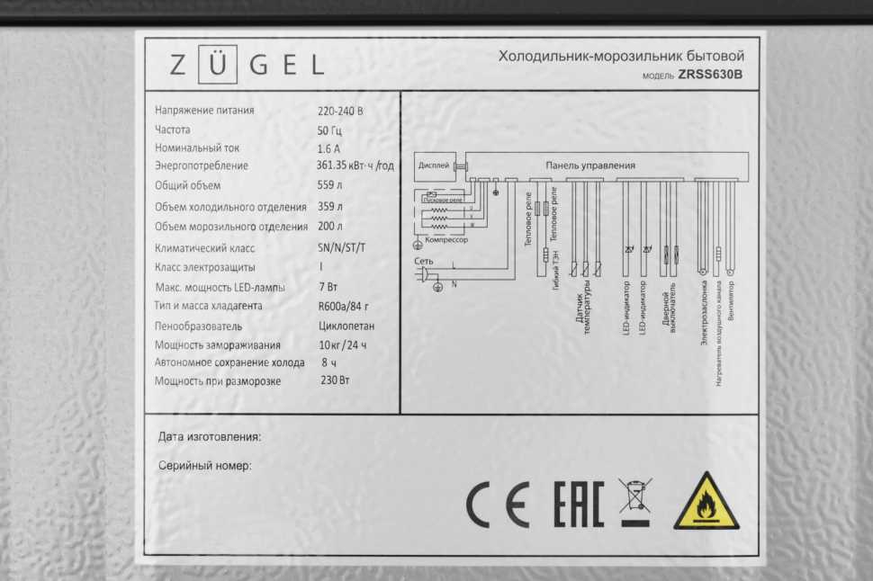 Холодильник Side-by-Side Zugel ZRSS630B, черный