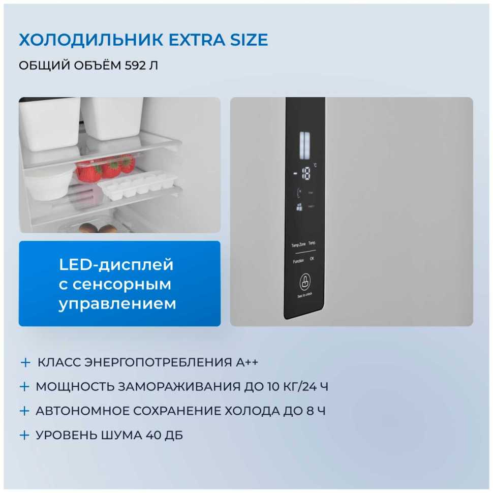Холодильник Side-by-Side Zugel ZRSS630X, нержавеющая сталь