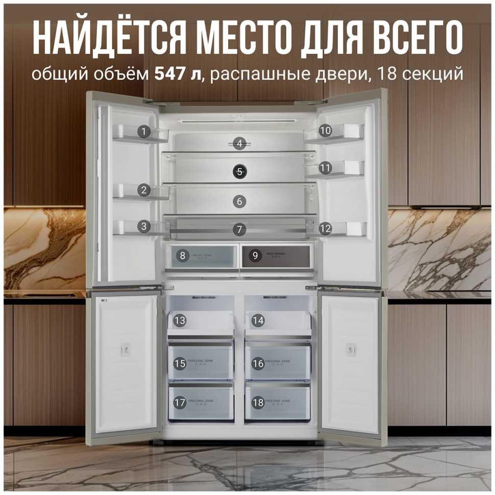 Многокамерный холодильник Tesler RCD-547BI MARBLE BEIGE