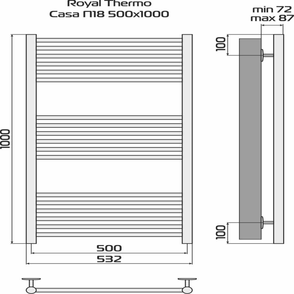Полотенцесушитель Royal Thermo Casa П18 500х1000 стальной