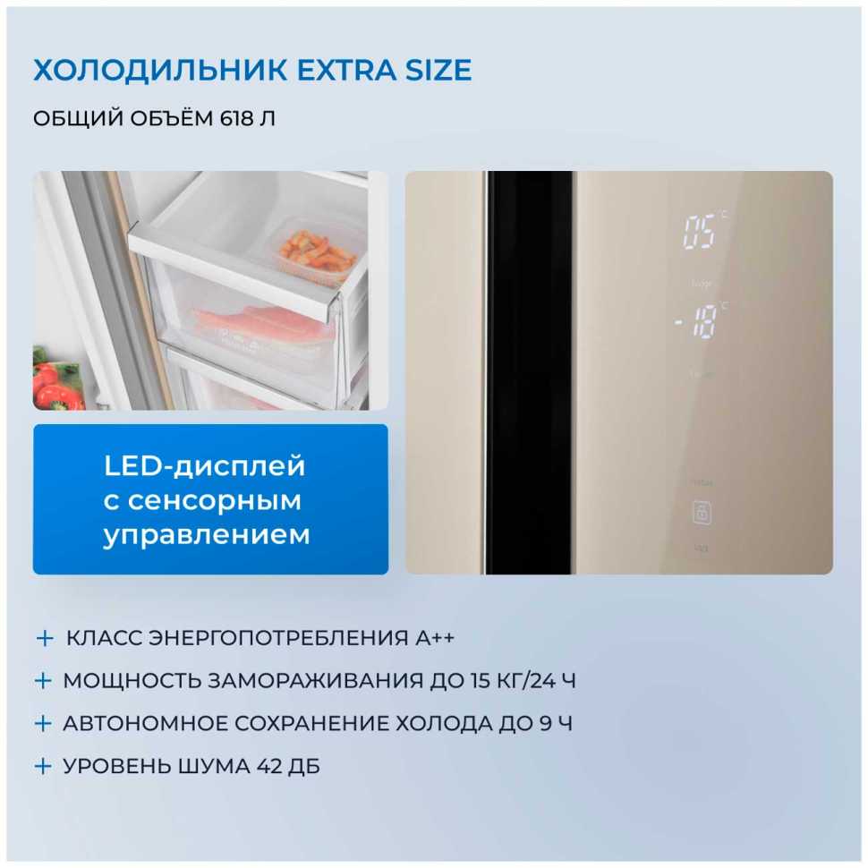 Холодильник Side-by-Side Zugel ZRSS630W, белое стекло