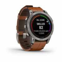 Умные часы Garmin Fenix 7 Pro Sapphire Solar титановый серый с коричневым кожаным ремешком