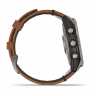 Умные часы Garmin Fenix 7 Pro Sapphire Solar титановый серый с коричневым кожаным ремешком