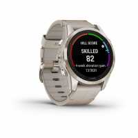 Умные часы Garmin Fenix 7S Pro Sapphire Solar золотистый корпус с кожаным ремешком цвета известняка