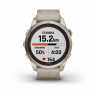 Умные часы Garmin Fenix 7S Pro Sapphire Solar золотистый корпус с кожаным ремешком цвета известняка