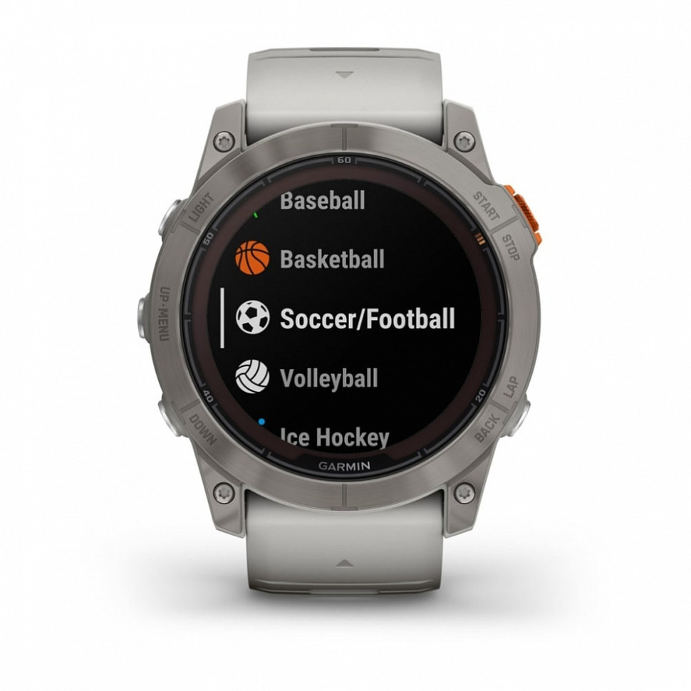 Умные часы Garmin Fenix 7X Pro Sapphire Solar Edition Титановый корпус с дымчато-серым оранжевым ремешком