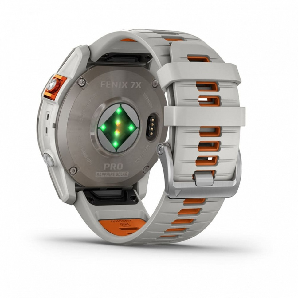 Умные часы Garmin Fenix 7X Pro Sapphire Solar Edition Титановый корпус с дымчато-серым оранжевым ремешком