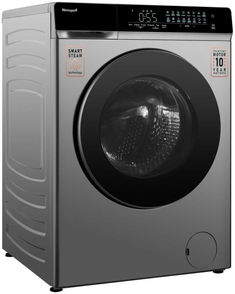 Стиральная машина с сушкой Weissgauff WMD 888 Touch Inverter Steam Silver