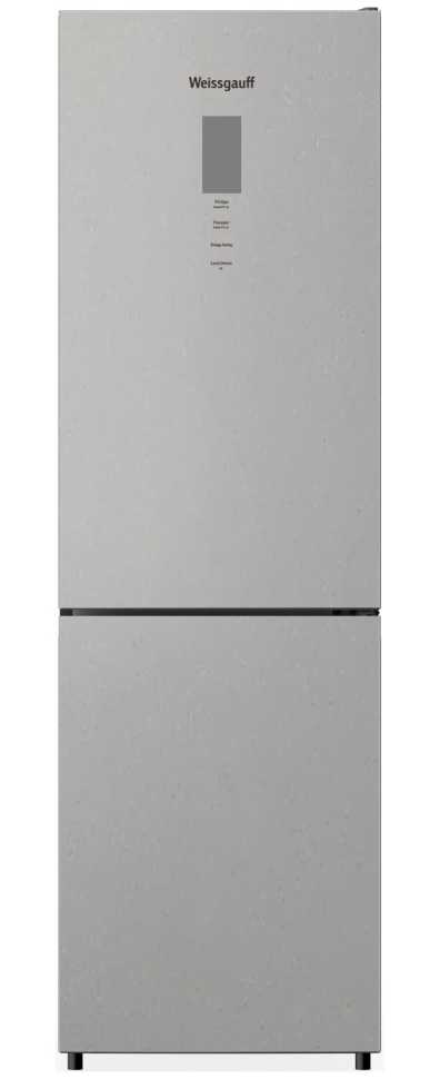 Двухкамерный холодильник Weissgauff WRK 195 D Full NoFrost Bru Steel Glass