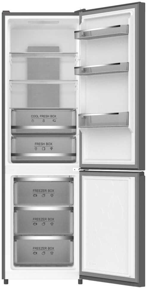 Двухкамерный холодильник Weissgauff WRK 195 D Full NoFrost Bru Steel Glass