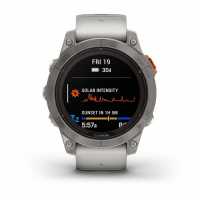 Умные часы Garmin Fenix 7 Pro Sapphire Solar титановый серый с серо-оранжевым ремешком