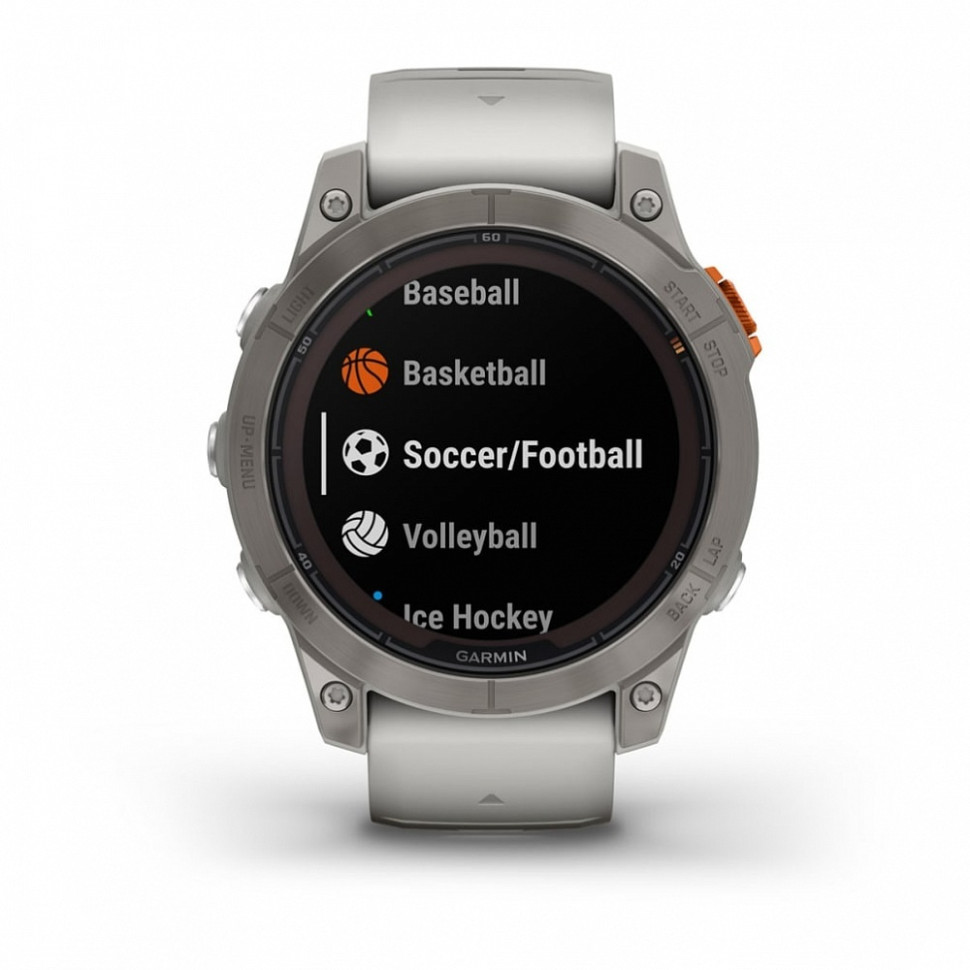 Умные часы Garmin Fenix 7 Pro Sapphire Solar титановый серый с серо-оранжевым ремешком