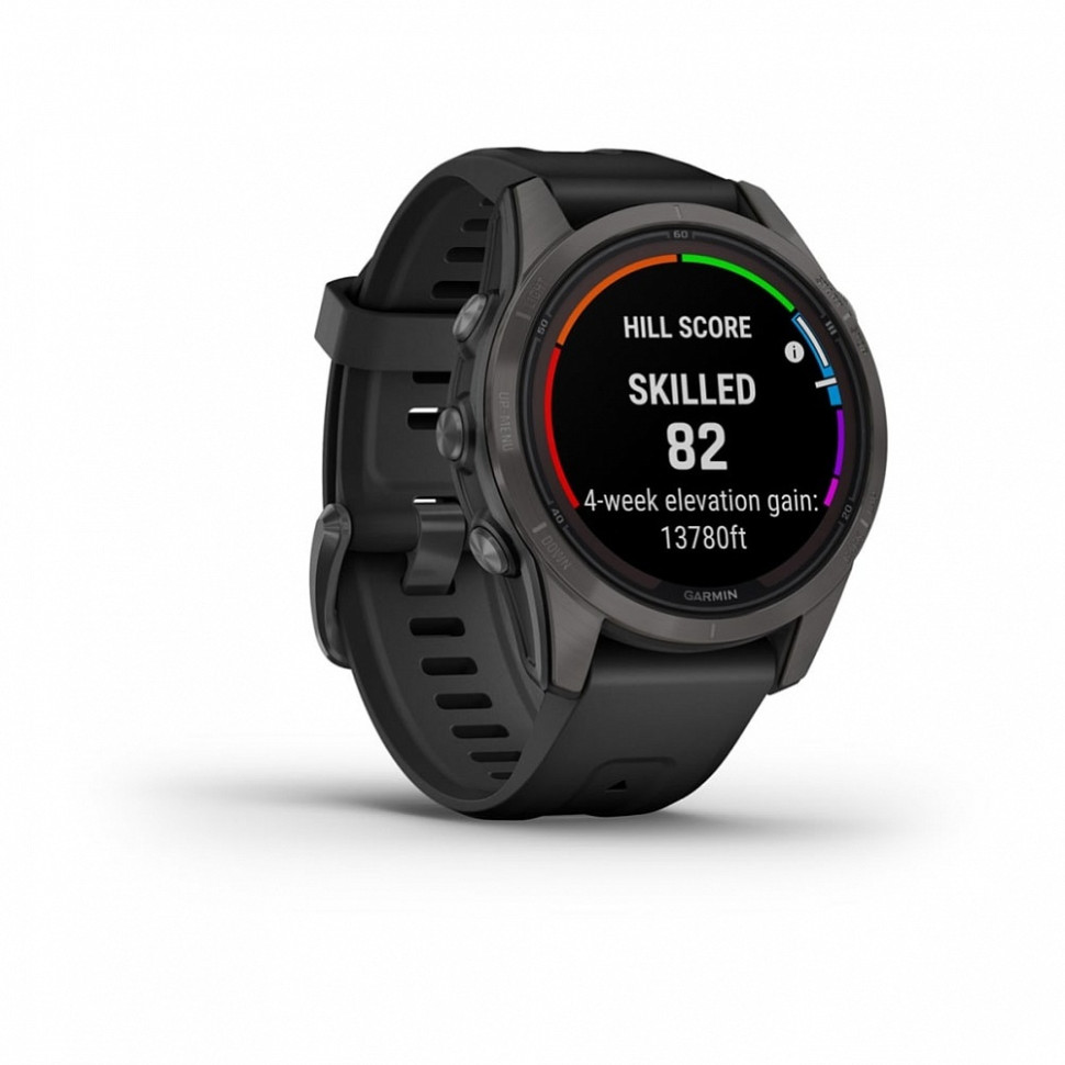 Умные часы Garmin Fenix 7S Pro Sapphire Solar титановый угольно-серый DLC с силиконовым ремешком