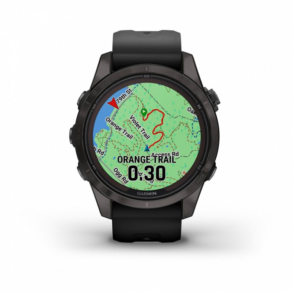 Умные часы Garmin Fenix 7S Pro Sapphire Solar титановый угольно-серый DLC с силиконовым ремешком