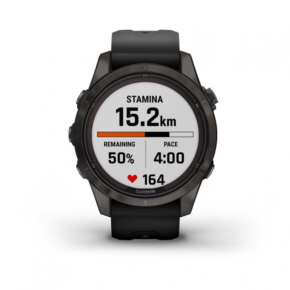 Умные часы Garmin Fenix 7S Pro Sapphire Solar титановый угольно-серый DLC с силиконовым ремешком