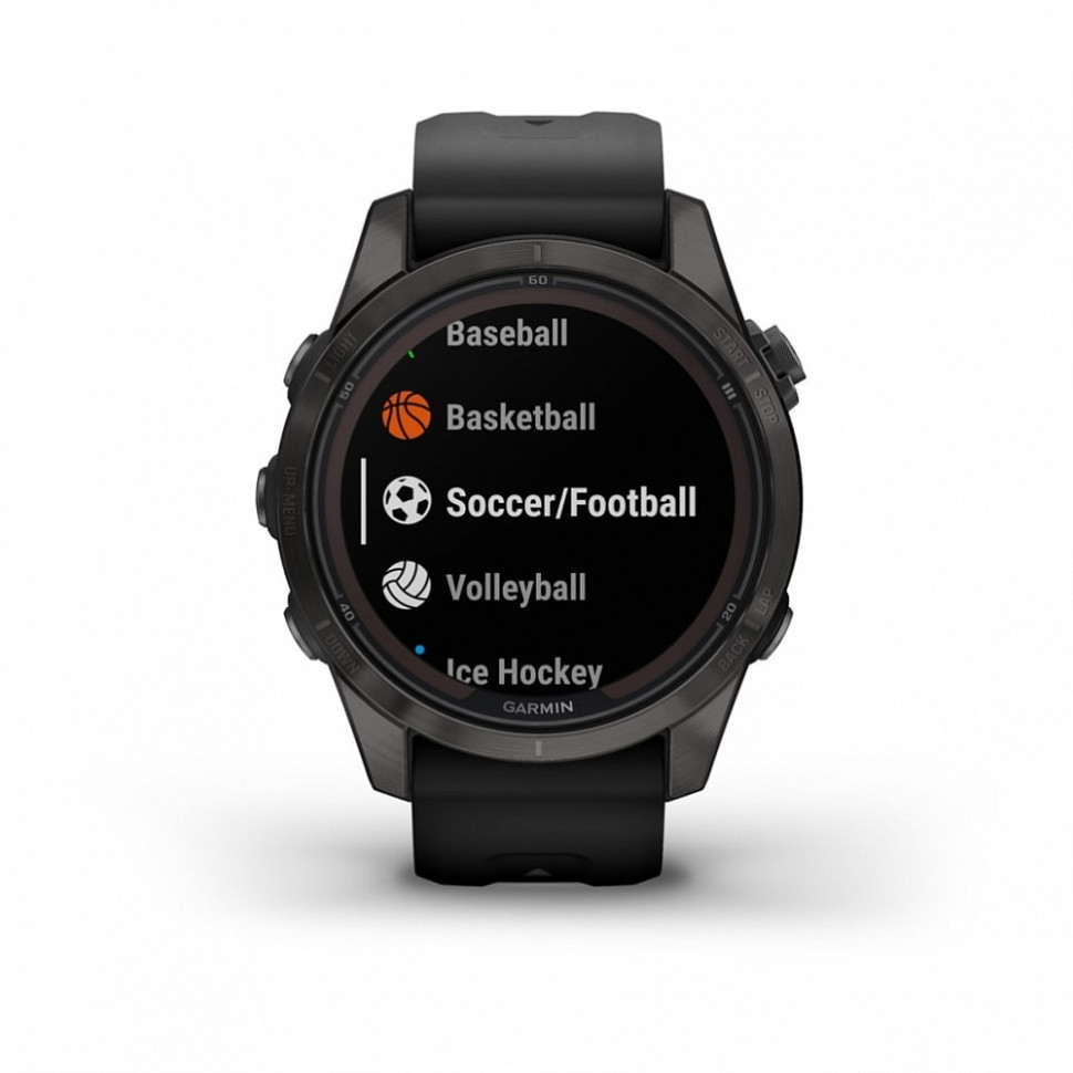 Умные часы Garmin Fenix 7S Pro Sapphire Solar титановый угольно-серый DLC с силиконовым ремешком