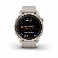 Умные часы Fenix 7S Pro Sapphire Solar золотистый корпус со светло-песочным ремешком