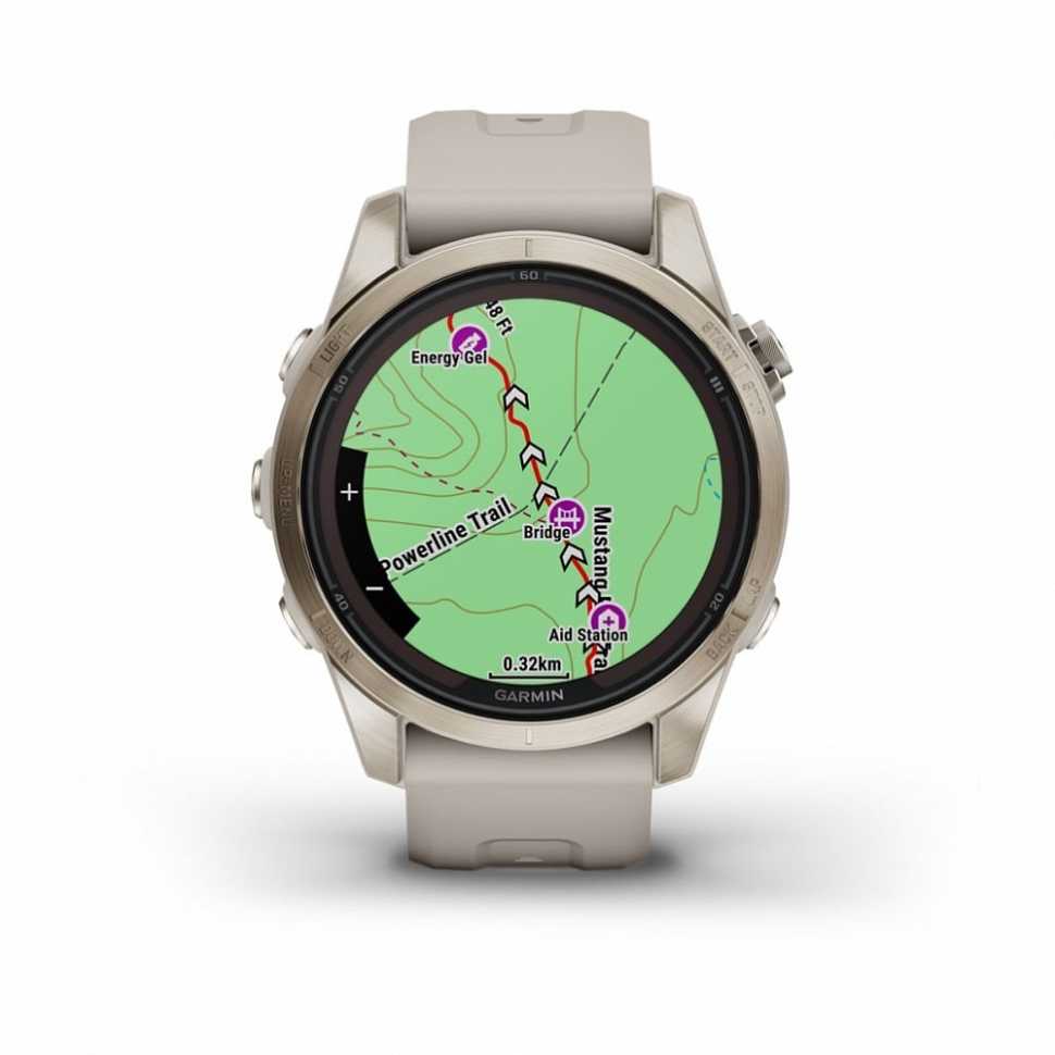 Умные часы Fenix 7S Pro Sapphire Solar золотистый корпус со светло-песочным ремешком