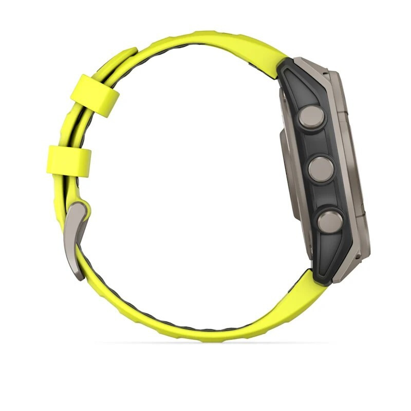 Умные часы Garmin Fenix 8, 47 мм, Solar, Sapphire Titanium with AMP yellow/graphite silicone band