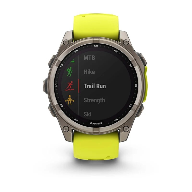 Умные часы Garmin Fenix 8, 47 мм, Solar, Sapphire Titanium with AMP yellow/graphite silicone band