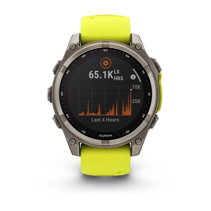 Умные часы Garmin Fenix 8, 47 мм, Solar, Sapphire Titanium with AMP yellow/graphite silicone band