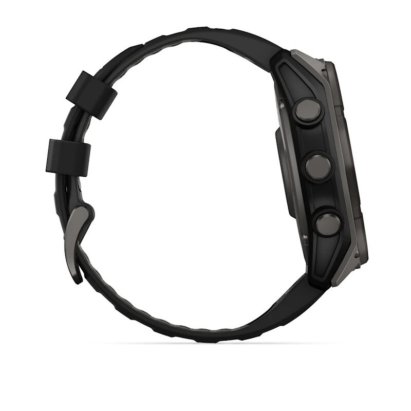 Умные часы Garmin Fenix 8, 51 мм, Solar, Sapphire Carbon Gray DLC Titanium with Black/Pebble Gray Silicone