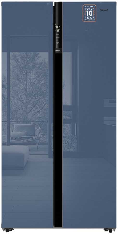 Холодильник Side-by-Side Weissgauff WSBS 600 NoFrost Inverter Blue Glass