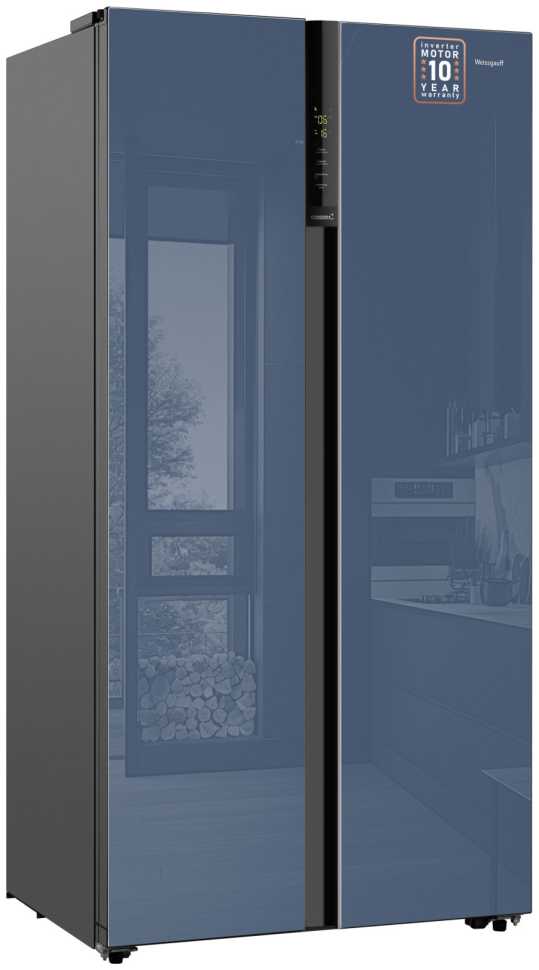 Холодильник Side-by-Side Weissgauff WSBS 600 NoFrost Inverter Blue Glass