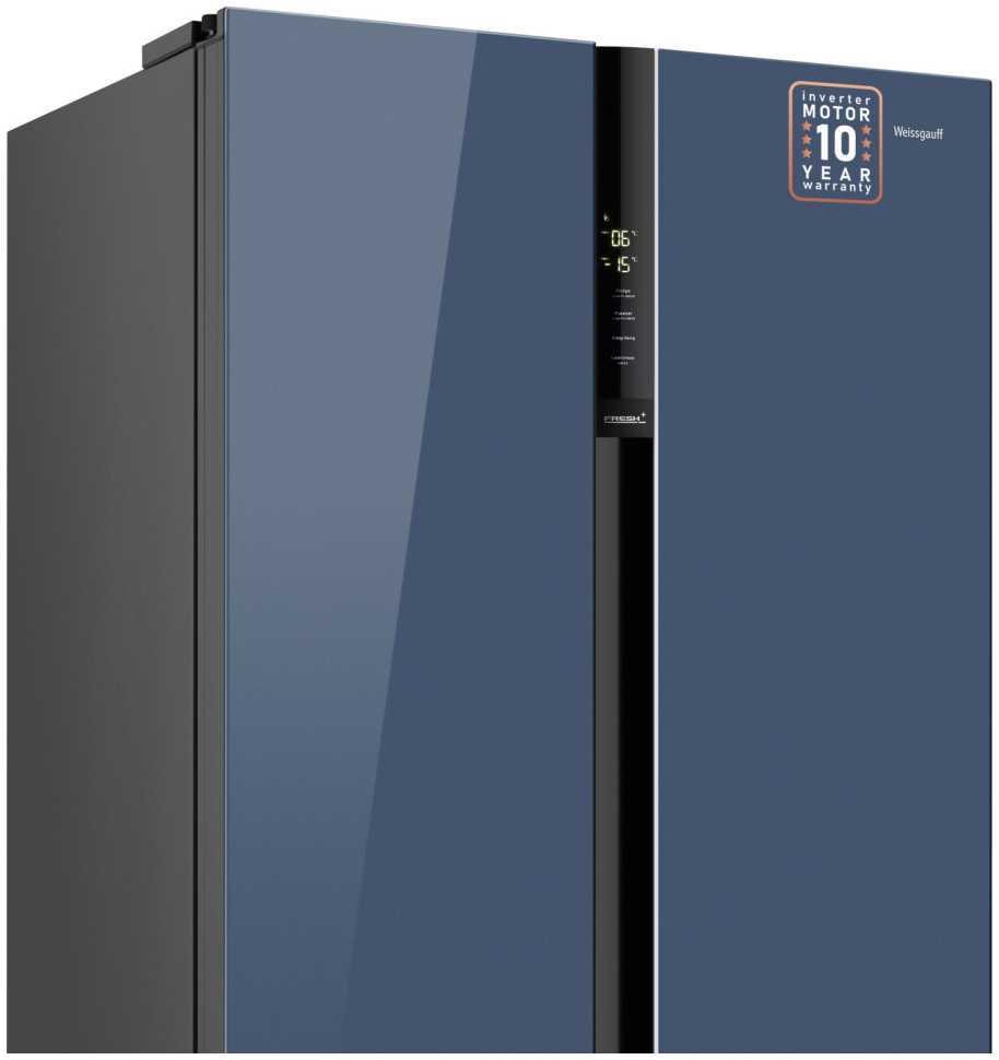 Холодильник Side-by-Side Weissgauff WSBS 600 NoFrost Inverter Blue Glass