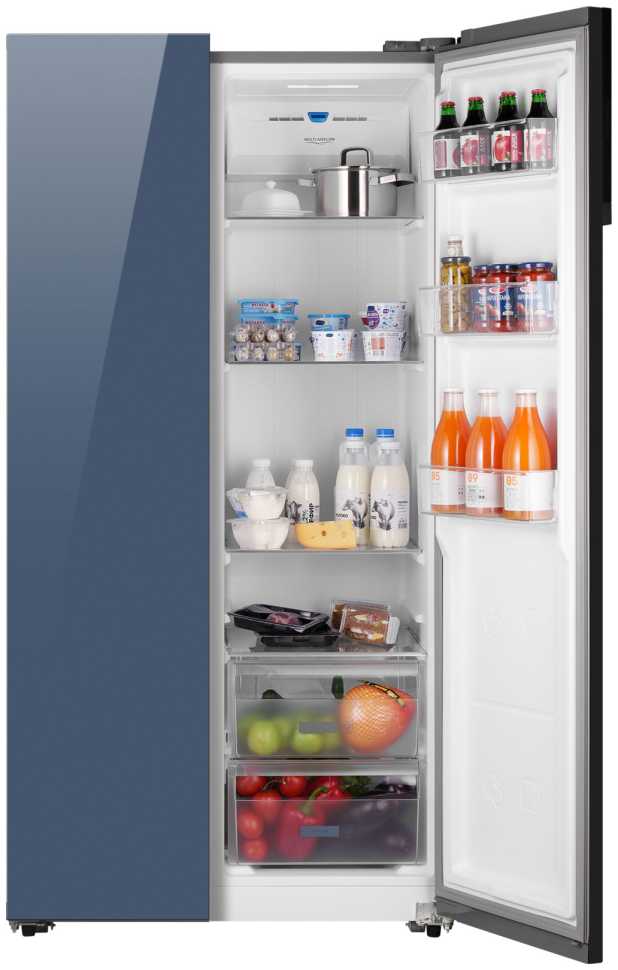 Холодильник Side-by-Side Weissgauff WSBS 600 NoFrost Inverter Blue Glass