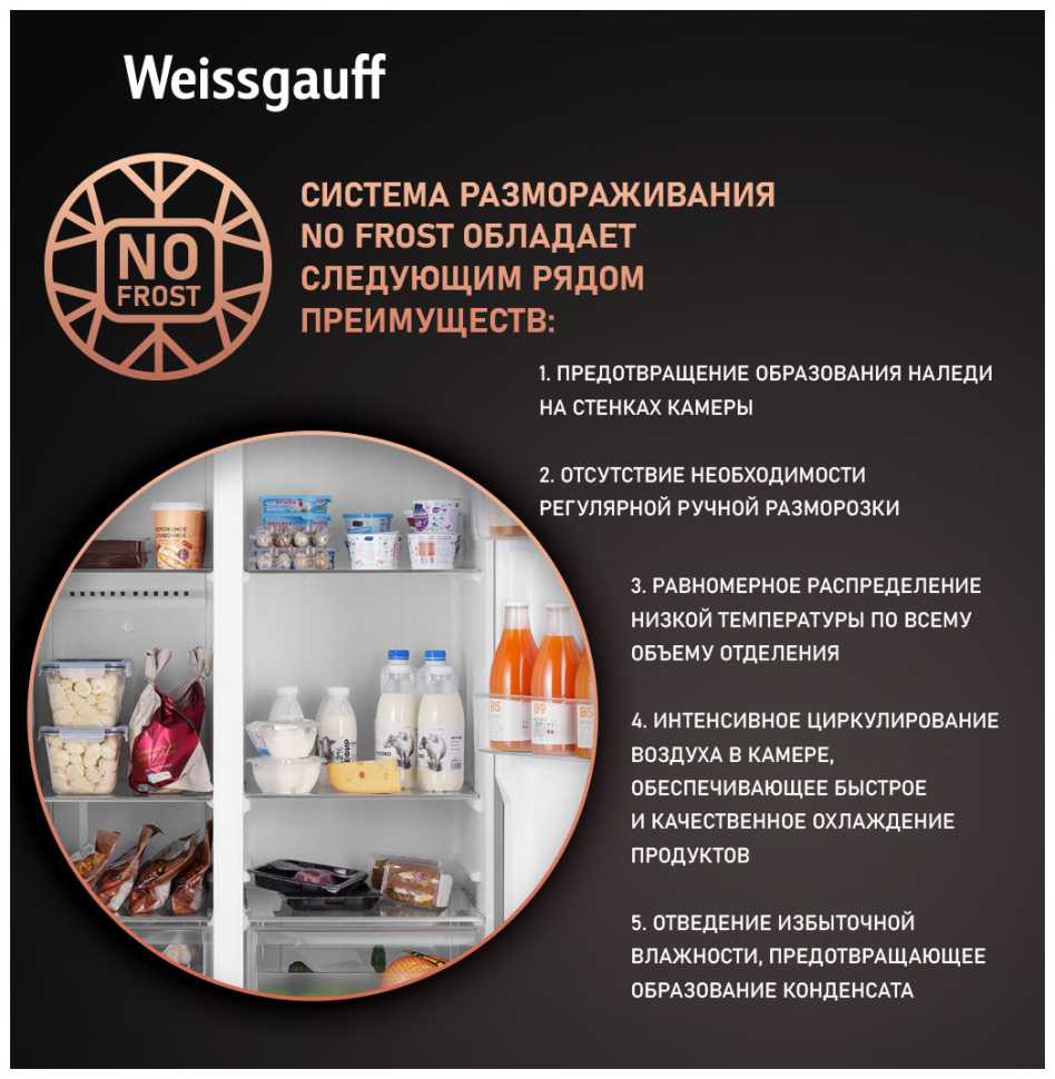 Холодильник Side-by-Side Weissgauff WSBS 600 NoFrost Inverter Blue Glass