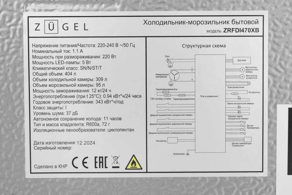Многокамерный холодильник Zugel ZRFDI470XB