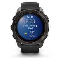 Умные часы Garmin Fenix 8, 51 мм, AMOLED, Sapphire Carbon Gray DLC Titanium with Black/Pebble Gray Silicone