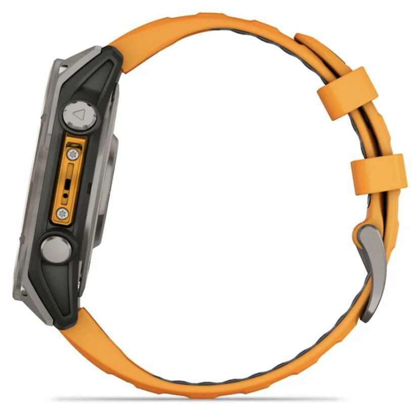 Умные часы Garmin Fenix 8, 51 мм, AMOLED, Sapphire Titanium with spark orange/graphite silicone band
