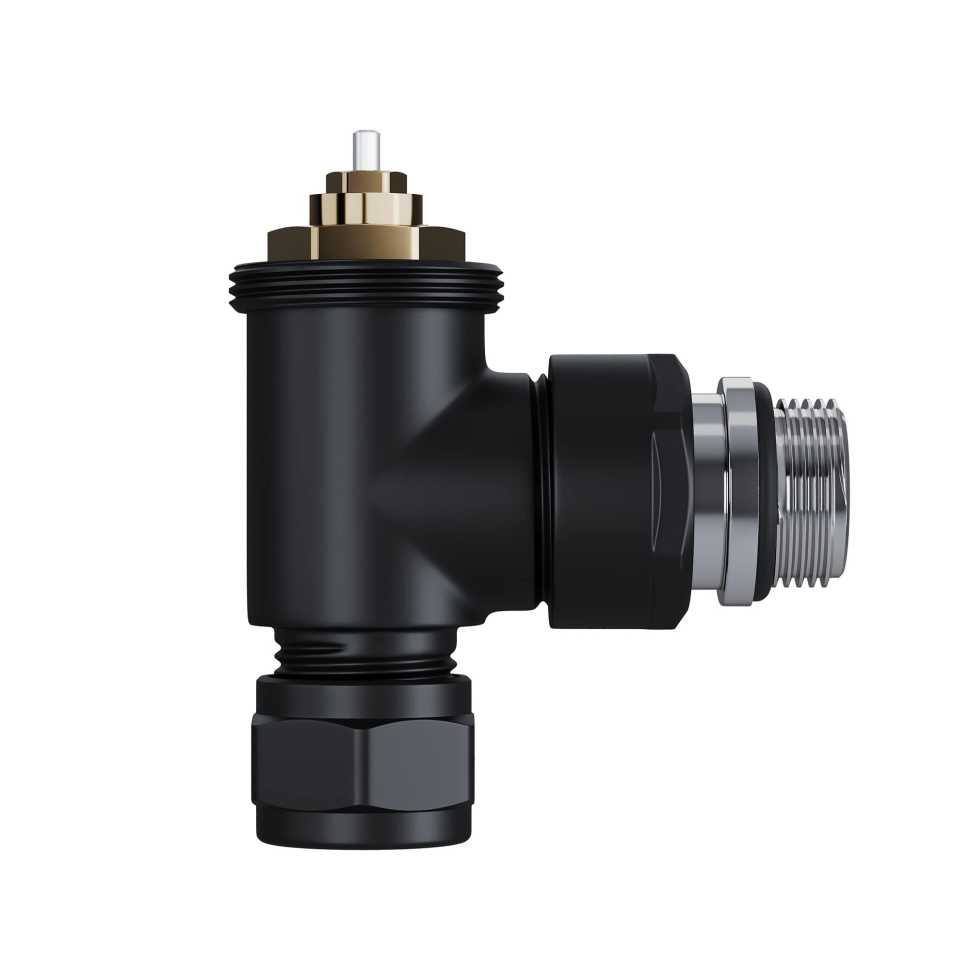 Набор термостатический угловой Royal Thermo Design Pro 15мм М30х1,5 (Черный)