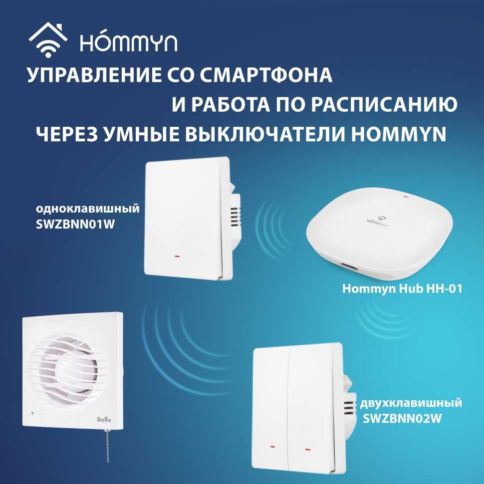 Вентилятор вытяжной Ballu BAF-AR 120 VP с обратным клапаном и тяговым выключателем