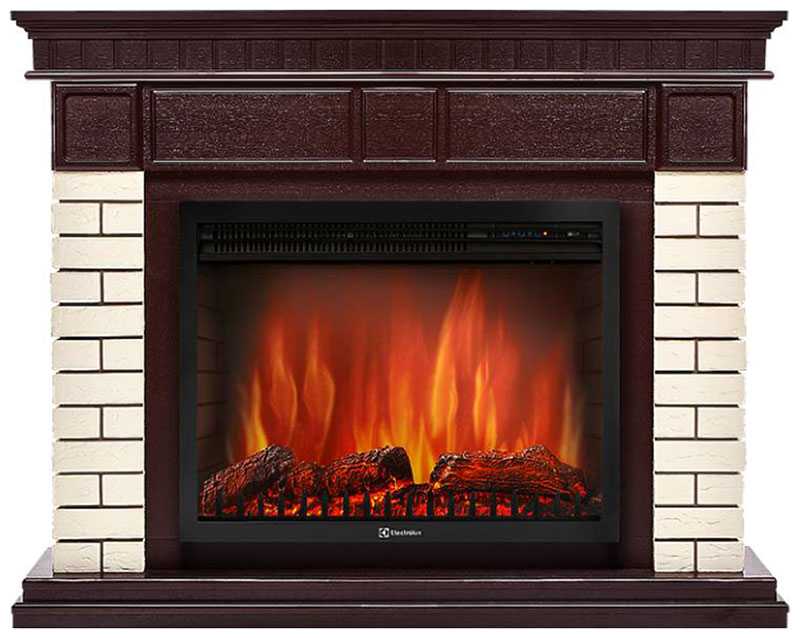 Камин Firelight Bricks 25, камень, бежевый, шпон, темный дуб (НС-1202848)
