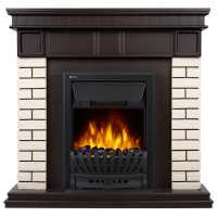 Портал Firelight Bricks Classic камень бежевый, шпон темный дуб