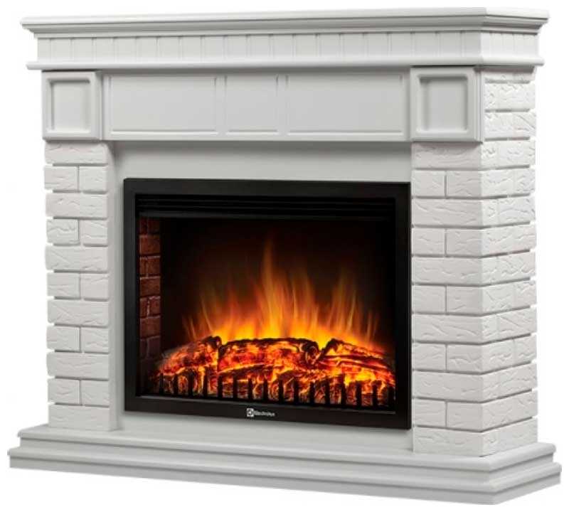 Камин Firelight Bricks 25, камень белый, белая эмаль (НС-1277346)