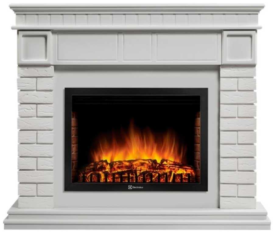 Камин Firelight Bricks 25, камень белый, белая эмаль (НС-1277346)
