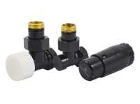 Комплект подключения SCHLOSSER STANDARD MINI 1/2&quot; угловой, Ral 9005, с термоголовкой MINI М30х1,5